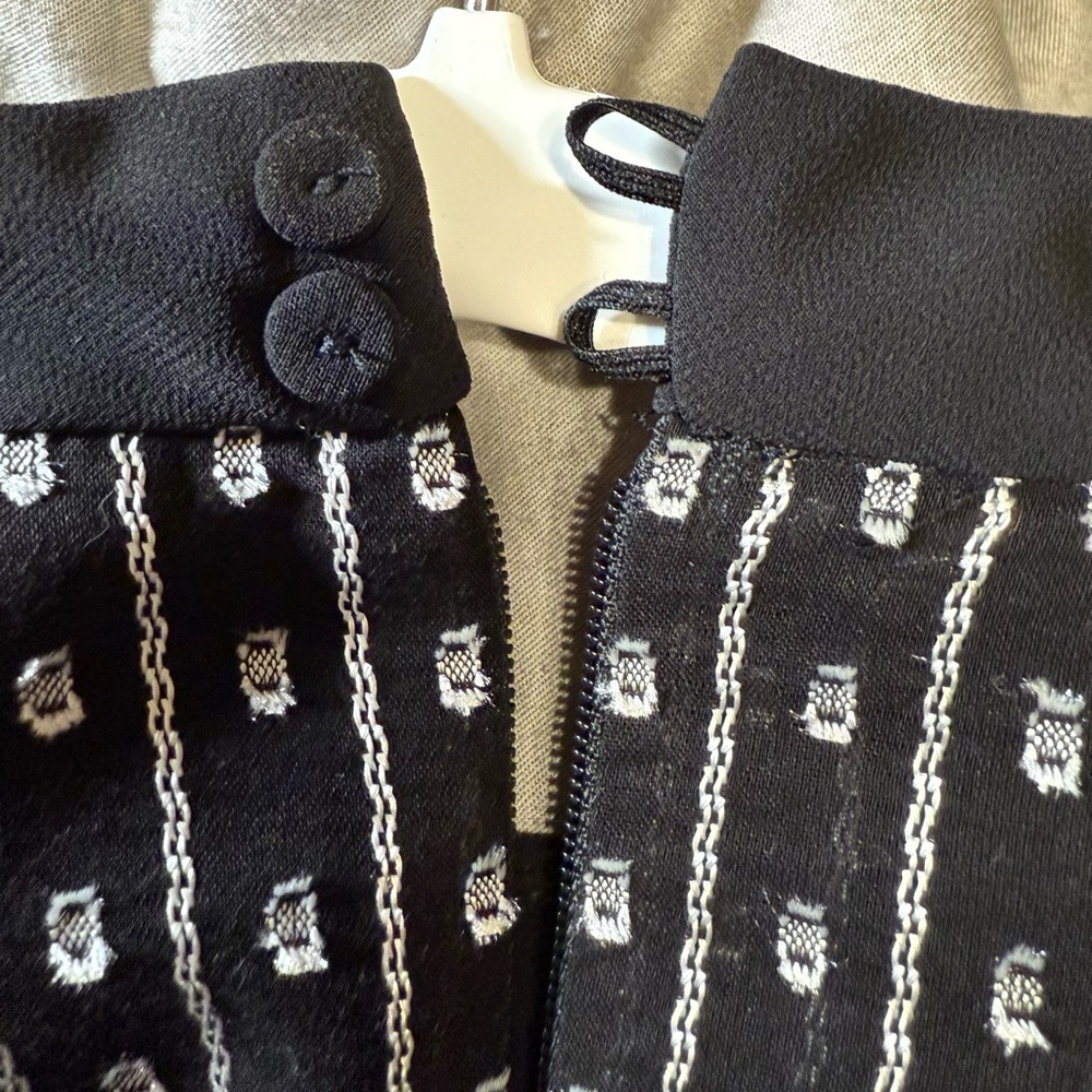 BCBGMaxAzria Sheer Yoke Polka Dot Midi Dress Dark Academia Long Sleeve 0 - Picture 7 of 12